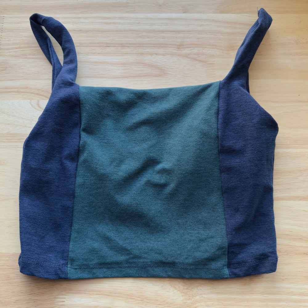Beyond Yoga Women Vitality Tank Top Small Blue Green Colorblock Crop Gym